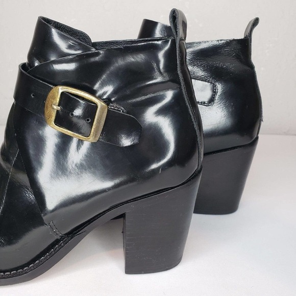 Arrichi Anthropologie Booties Black Patent Leather Heel Boots Womens Size 7 B - Picture 7 of 15